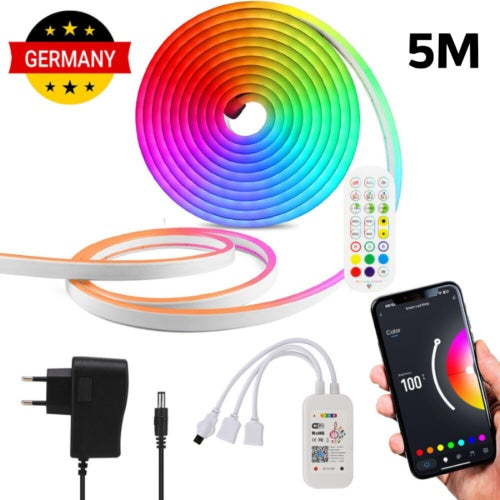 5M Neon LED Strip Streifen RGB Flex Schlauch Diffus Lichtband Dimmbar Wifi APP