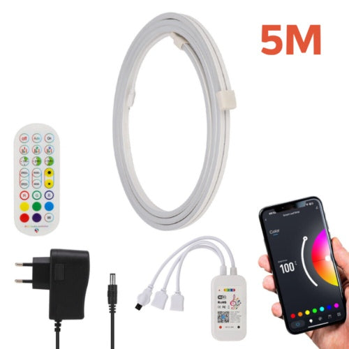 5M Neon LED Strip Streifen RGB Flex Schlauch Diffus Lichtband Dimmbar Wifi APP