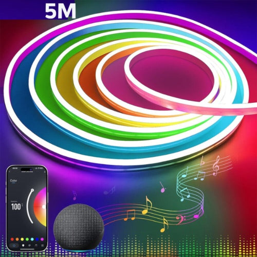 5M Neon LED Strip Streifen RGB Flex Schlauch Diffus Lichtband Dimmbar Wifi APP