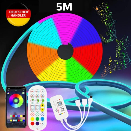 5M Neon LED Strip Streifen RGB Flex Schlauch Diffus Lichtband Dimmbar Wifi APP